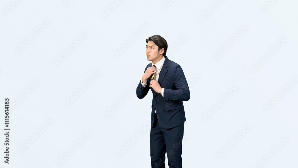 Fototapete ビジネスマン、ネクタイ、ビジネス、サラリーマン、スーツ、ビジネスパーソン、身だしなみ、着替え、男性、フォーマル、紳士服、日本人、着る、ファッション、おしゃれ、スタート、出発、通勤、出勤、カフス、試着、フィッティング、切り抜き、コピースペース、出かける、朝、会社員、営業、人材、就職、リクルート、就活、就活生、就職活動、やる気、準備、サイズ、セミオーダー、オーダーメイド、オーダースーツ、ビジネスウェア