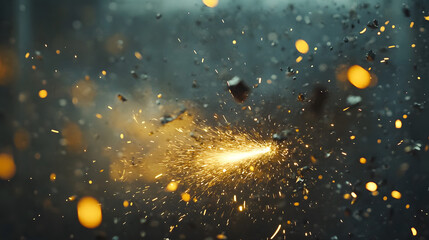 Fototapeta premium CNC LPG cutting with sparks close up