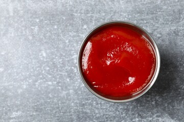 Bowl of ketchup or tomato sauce. Vegan. Ingredients for salad. Organic food