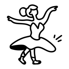 Dancing ballerina icon in hand drawn style 

