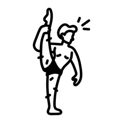 Male ballet artist icon in hand drawn style 

