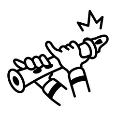 Playing flute icon in hand drawn style 

