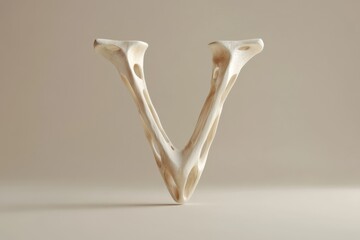 A sculpture of a V is displayed on a background