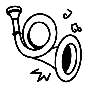 A hand drawn icon of a french horn 

