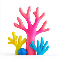 Obraz premium Bright Plasticine Coral Illustration with Branching Structures