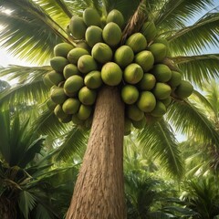 Fototapeta premium A variety of delicious and tasty fruits are growing on the trees in the orchard.