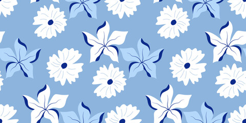 hand drawn flowers, seamless patterns with floral for fabric, textiles, clothing, wrapping paper, cover, banner, home decor, abstract backgrounds tropical seamless for fabric textile wallpaper.