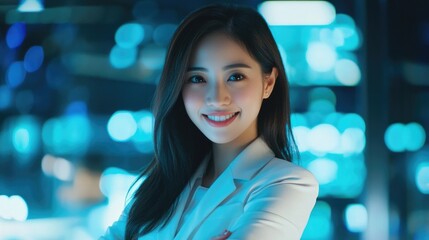 Obraz premium Woman smiling at window