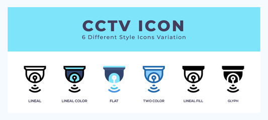 Cctv icon in filled. thin line. outline stroke and flat style. © Icon