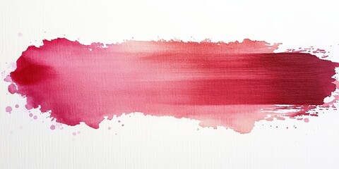 Vibrant Abstract Watercolor Brush Stroke in Shades of Red and Pink Over White Background, Artistic Design Element for Creative Projects