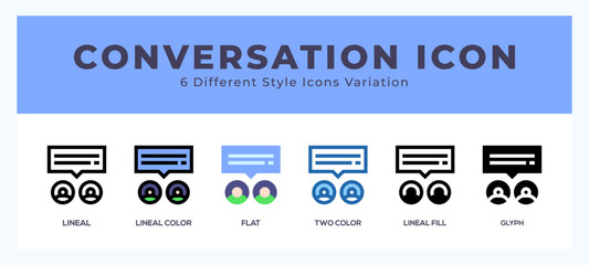 Conversation icon set with different styles. Vector illustration.