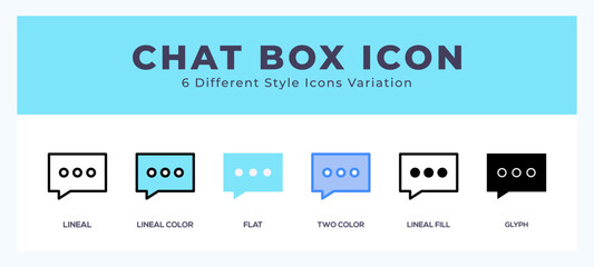 Chat box icon in different style vector illustration.