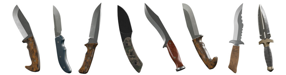Obraz premium Survival, Hunting and Split Blade Knives