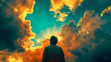 Obraz premium a person looking at the sky