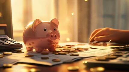 The Piggy Bank on Table