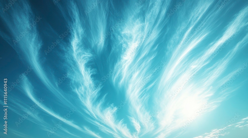 Sticker a soft blue sky with cumulus clouds scattered across the horizon creating a peaceful and calming sce