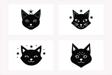 Cat head silhouette vector illustration icon