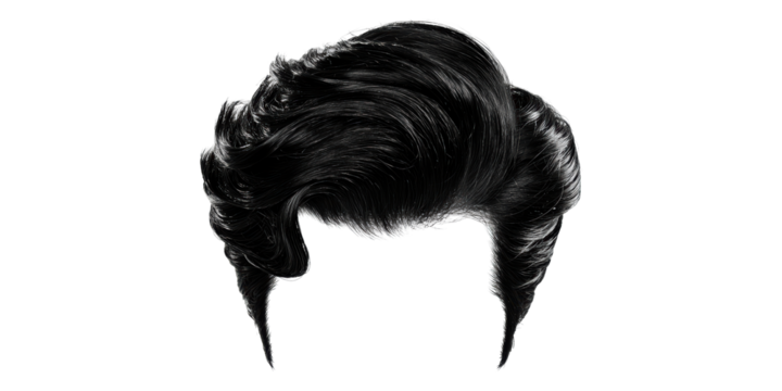Stylish Black Hair Illustration Isolated On Transparent Background