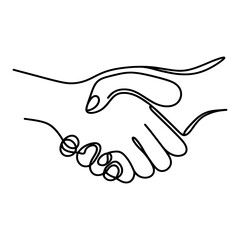 Obraz premium One continuous line illustration of a handshake, isolated on white background. Line art of a handshake