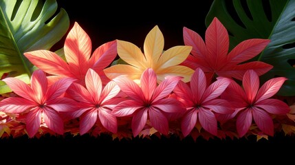 Obraz premium A peaceful autumn scene with a carpet of vibrant red, orange, and yellow leaves blanketing the ground, embodying the beauty and tranquility of the fall season.