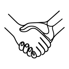 Obraz premium One continuous line illustration of a handshake, isolated on white background. Line art of a handshake