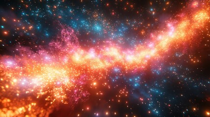 Fototapeta premium Colorful nebula with cosmic dust and glowing stars.