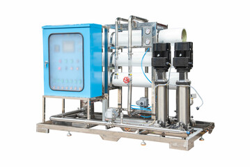 Reverse osmosis membrane system of water plant make up drinking water or soft water for industrial cooling system.Reverse osmosis purification plant for water drinking system or RO