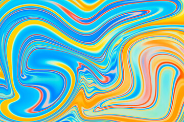 Abstract background of blue and orange color from twirling waves. Background for design. Marble ink colorful. Can be used for background or wallpaper. Good for design or logo background or backdrop.