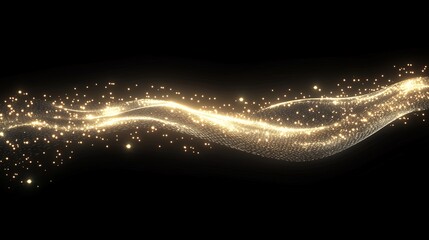 黒い背景とキラキラした粒子が波の様に舞うCG画像