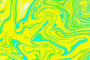 Abstract background of yellow and green color from twirling waves. Background for design. Marble ink colorful. Can be used for background or wallpaper. Good for design or logo background or backdrop.