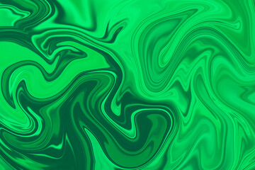 Abstract background of green color from twirling waves. Background for design. Marble ink colorful. Can be used for background or wallpaper. Good for design or logo background or backdrop.
