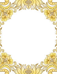 Circular frame template, border with floral ornamental design in indian mehndi style.