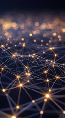 Obraz premium A digital network of glowing nodes and connections on a dark background.