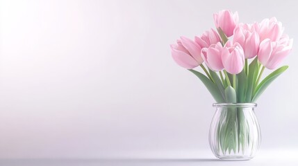 Fototapeta premium Elegant pink tulips in a vase, stunning floral arrangement for spring