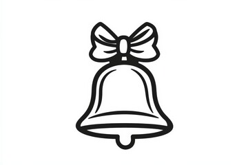 An artistic depiction of a bell adorned with a decorative bow, symbolizing celebration and joy, perfect for holiday decorations and festive occasions. A charming illustration.