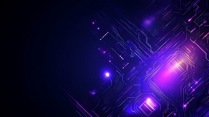 Obraz premium Abstract Technology Background with Geometric Shapes and Neon Lights for Futuristic Themes and Design Projects