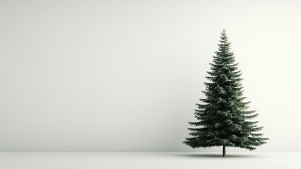 Fototapeta premium Minimalist pine tree with subtle lights in modern interior relaxing atmosphere contemporary design still life