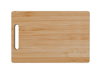 Wooden cutting board on a white background, close up