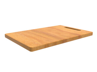 Wooden cutting board on a white background, close up