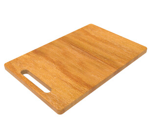Wooden cutting board on a white background, close up