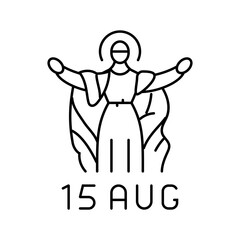 Obraz premium assumption of mary feast catholic holiday line icon vector. assumption of mary feast catholic holiday sign. isolated contour symbol black illustration