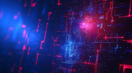 Obraz premium Futuristic Abstract Technology Background with Circuit Lines, Neon Colors and Digital Data Visuals