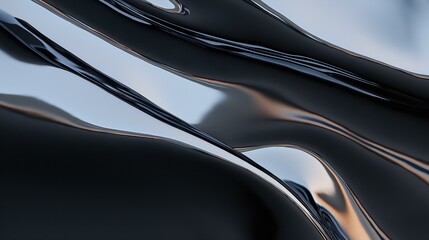 Flowing Chrome Abstract Background with Reflections