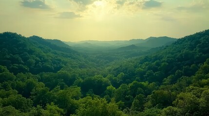 Lush Green Mountain Range Sunset Landscape Photography
