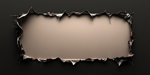 Fototapeta premium Abstract torn paper frame design shows unique texture. Ripped edge forms an artistic border. Stylish concept with empty space, perfect for modern background templates in presentations.