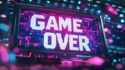 Obraz premium Game Over retro style title text in pixelated white font