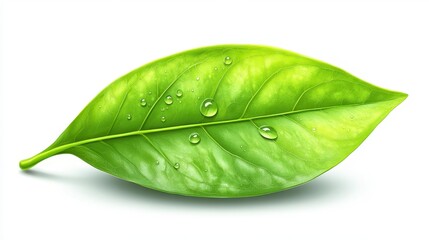 Obraz premium Lush Green Leaf with Dew Drops Nature Ecology Freshness