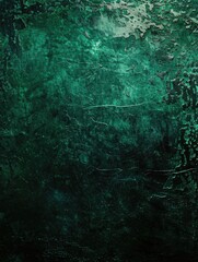 Muted dark green abstract painting with a textured surface that evokes a sense of mystery and depth.