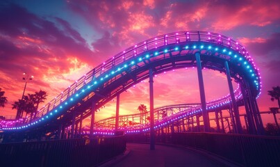 Obraz premium Roller Coaster at Sunset