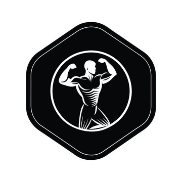 Body builder logo icon vector illustration